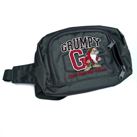 Vintage Walt Disney World grumpy fanny pack grey multi pockets adjustable strap - Picture 1 of 7